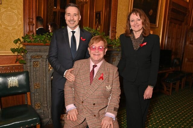 David Furnish, Elton John and Anne Aslett