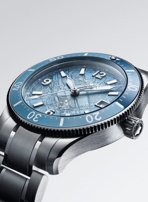 montblanc iced sea watch blue
