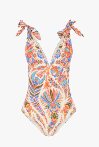 Etro Knotted paisley-printed swimsuit
