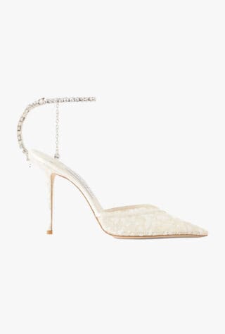 JIMMY CHOO Saeda 100 crystal-embellished sequined mesh pumps