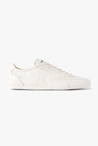 Jimmy Choo Sunny suede-trimmed leather and lace sneakers