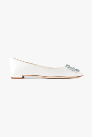 MANOLO BLAHNIK Hangisiflat crystal-embellished satin flats