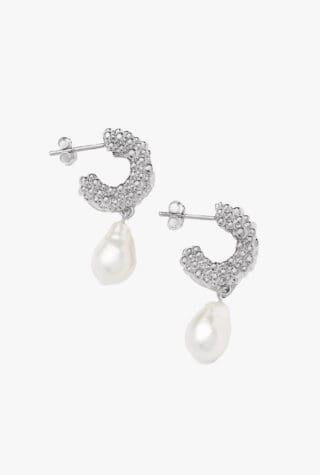 Missoma silver-plated Baya pearl drop earrings