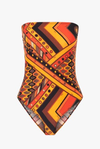 Pucci Printed strapless swimsuit