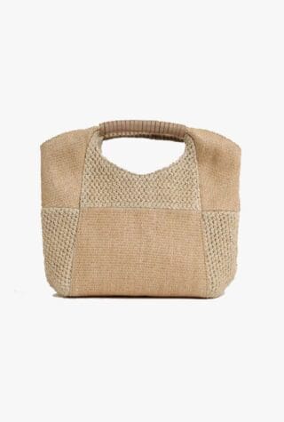 Reiss Rosalie raffia patchwork clutch 