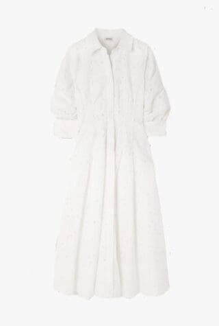 Simkai Jazz pleated broderie anglaise midi dress