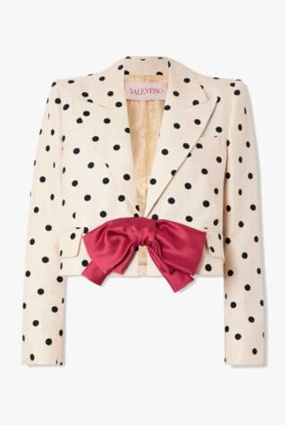 Valentino Bow-embellished polka-dot silk shantung jacket