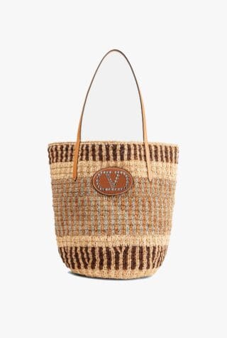 Valentino VLogo raffia basket bag
