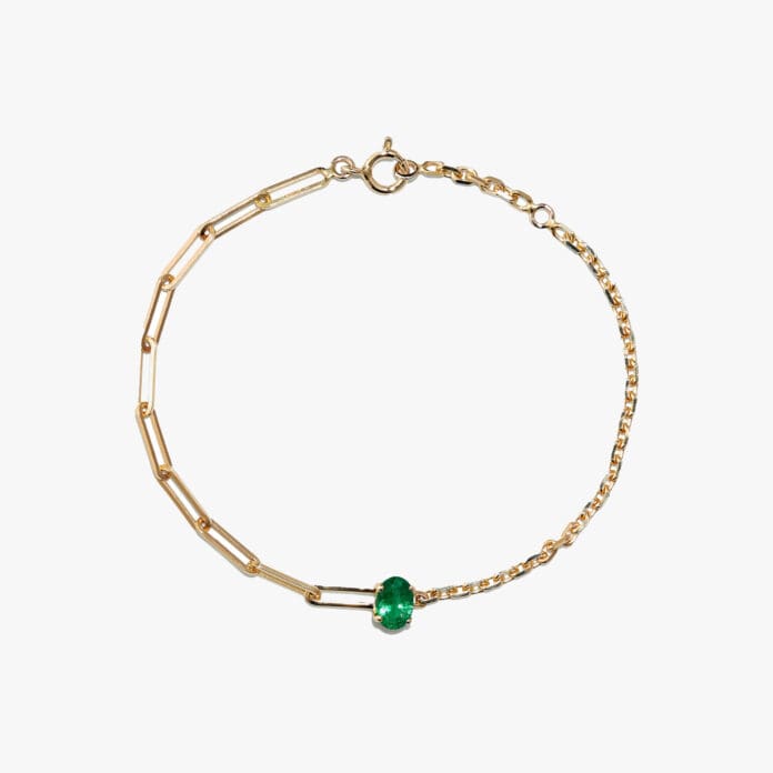 Yvonne Leon 18kt yellow gold emerald bracelet