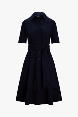 Belted Stretch Cotton-Blend Shirtdress