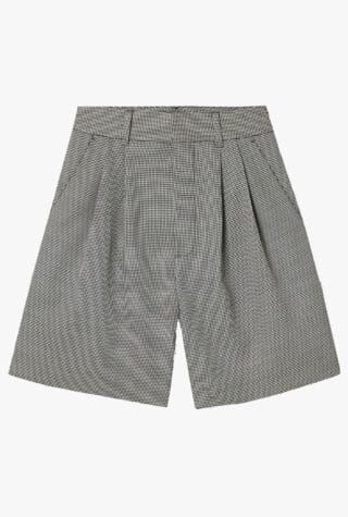 Annie Bing Carrie pleated houndstooth wool-blend shorts