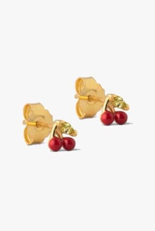 Enamel Copenhagen cherry studs 
