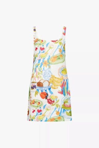Farm Rio Fresh Table Shoulder-Straps Linen Mini Dress