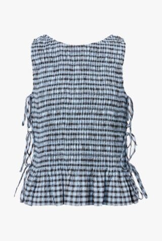 Ganni gingham shirred shirt
