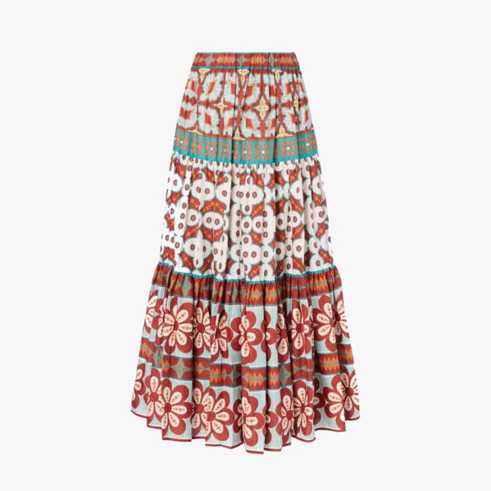 La DoubleJ Big printed tiered cotton maxi skirt