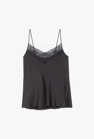 Maje Leana lace-trim silk camisole top