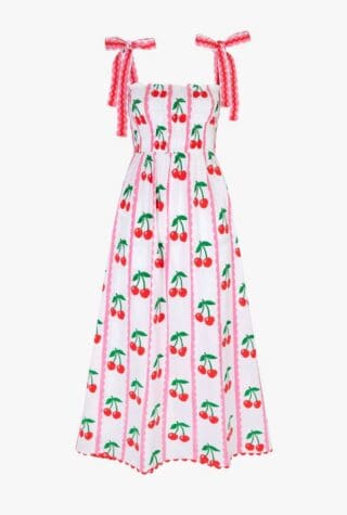 Pink City Prints Scalloped Cherry Immy Dress