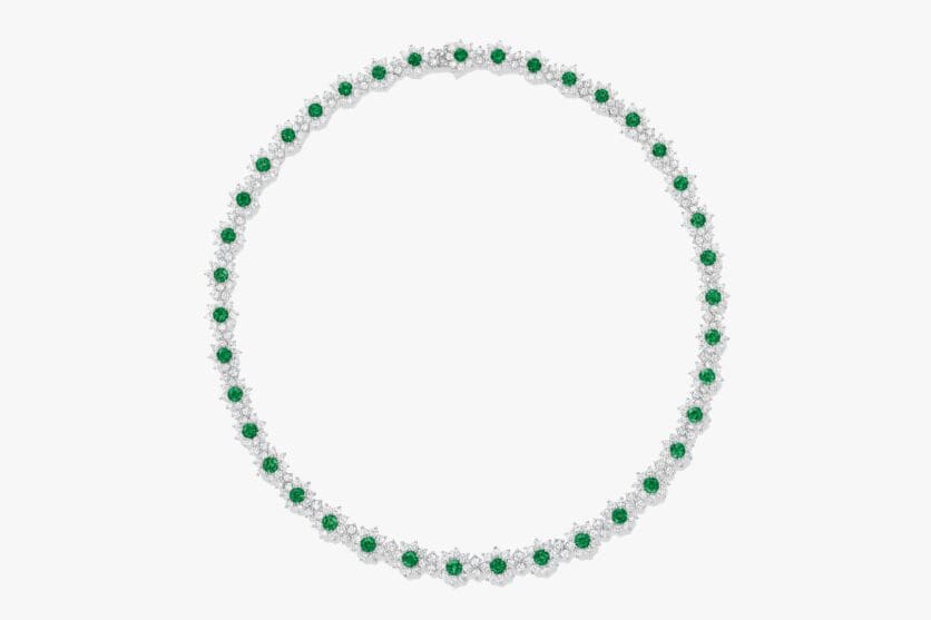 Harry Winston Sunflower Emerald and Diamond Necklace