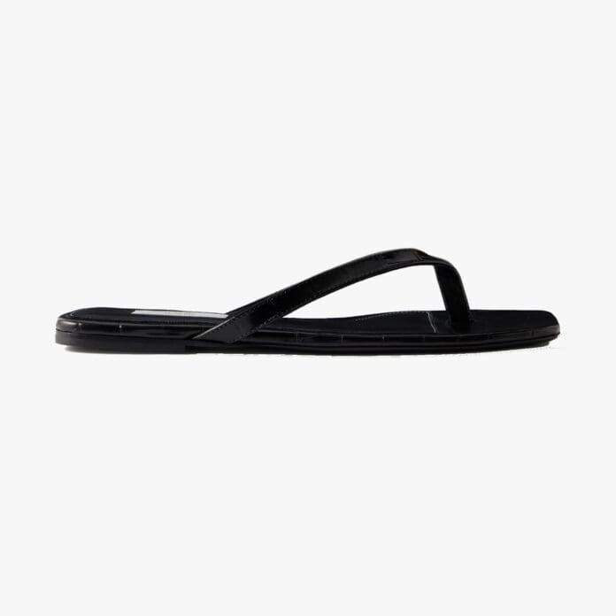 Toteme Croc-effect leather flip flops