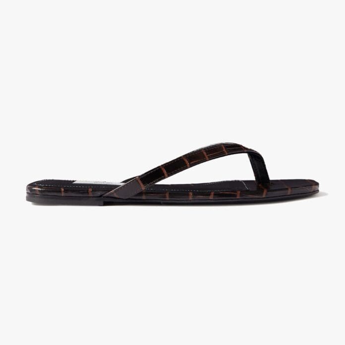 Toteme Croc-effect leather flip flops
