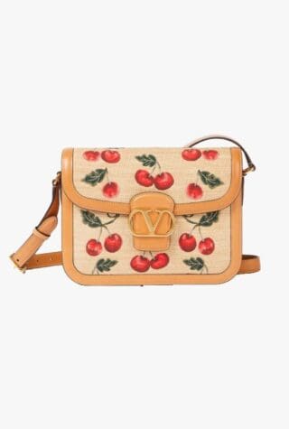 Valentino Garavani Cherryfic raffia-effect shoulder bag