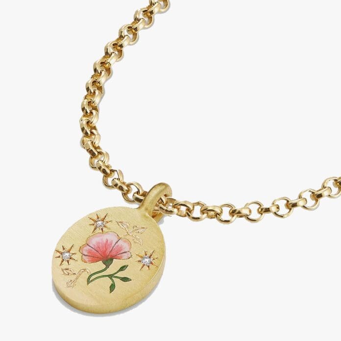 Cece Jewellery rose enamel pendant