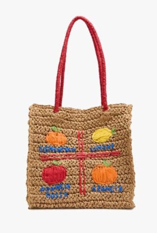 Damson Madder Fruity raffia tote bag