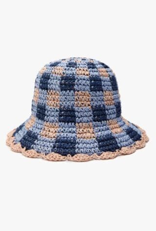 Damson Madder Gingham crochet bucket hat