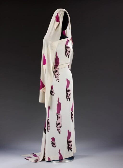 'Tears' Evening dress and head veil, designed by Elsa Schiaparelli