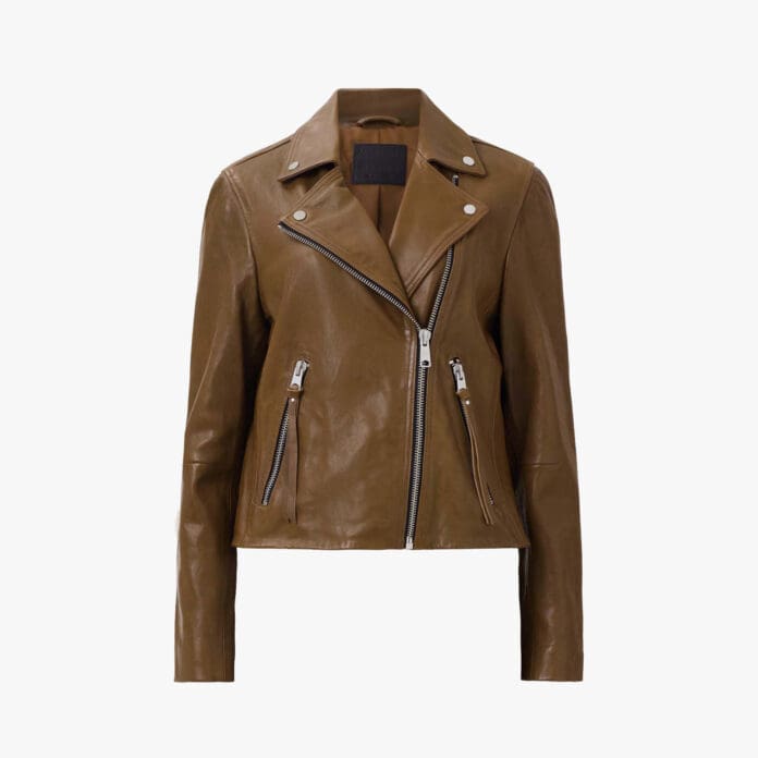 Dalby slim fit leather biker jacket