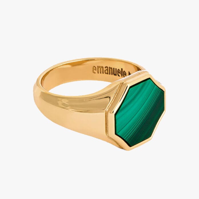 Emanuele Bicocchi Gold-Plated Malachite Signet Ring