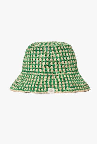 Loeffler Randall Jocelyn checked raffia bucket hat