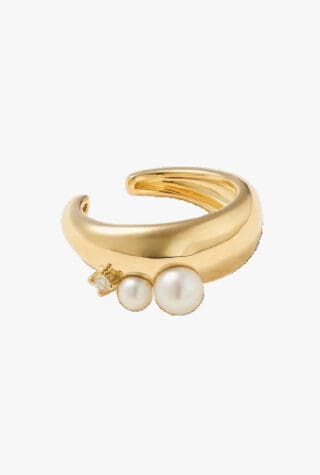 Mizuki 14-karat gold, pearl and diamond ear cuff