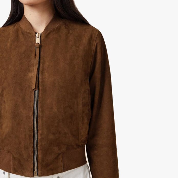 all saints suede bomber