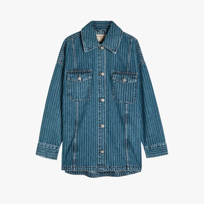 Free People Dunes striped denim jacket