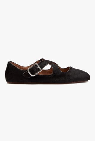 Alaia Cross-over calf-hair ballet flats