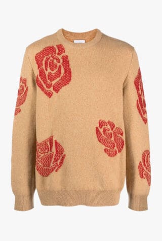 Barrie rose-motif cashmere jumper