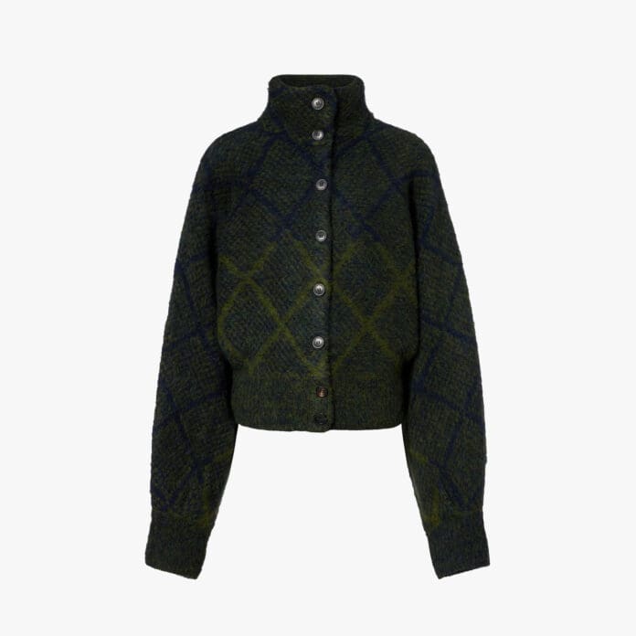 Dries Van Noten argyle alpaca and wool-blend cardigan