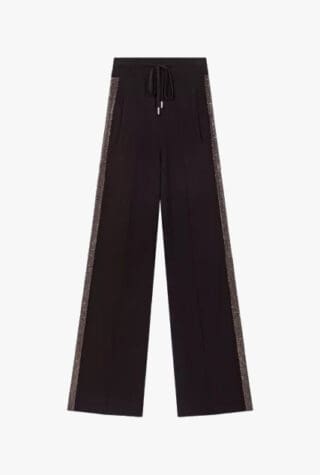 Maje Rhinestone-stripe woven trousers