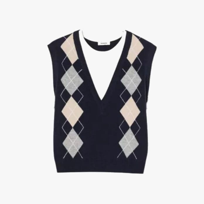 Sandro argyle Layered-Effect Wool And Cashmere-Blend Jumper