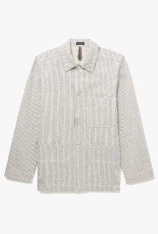Drake's Stoker Striped Cotton Overshirt