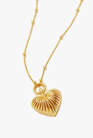 Ridge Heart Charm Pendant Necklace