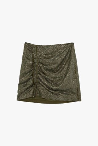 Reiss Jules Metallic Side-Ruched Woven Mini Skirt
