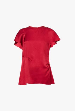 Victoria Beckham Draped Short-Sleeves Woven Top