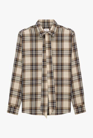 Saint Laurent tartan pussybow blouse