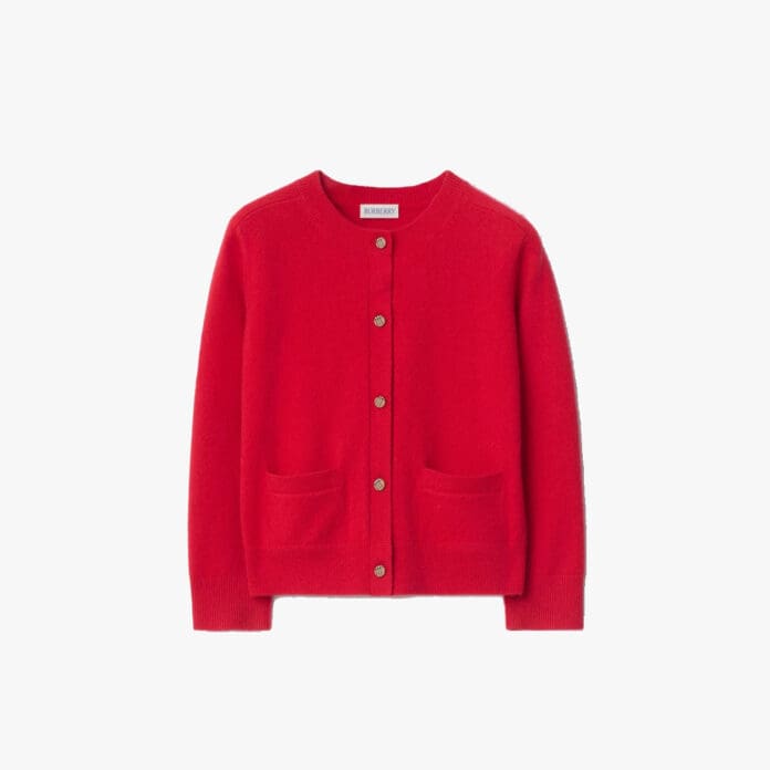 Check Patch Wool Cashmere Cardigan