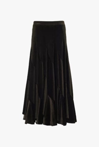 Leem Panelled Velvet Midi Skirt