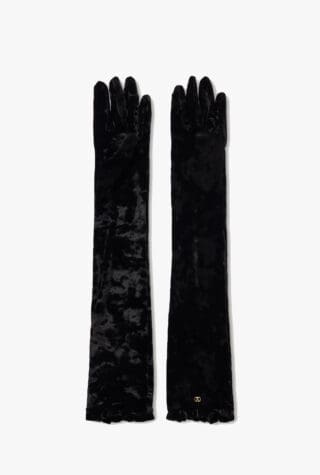 Valentino VLogo ruffled velvet gloves