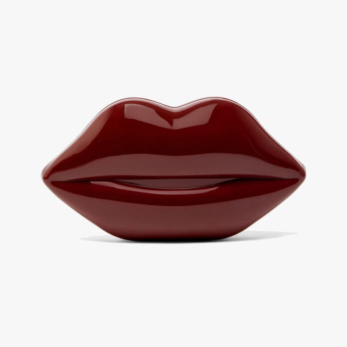 lulu guinness garnet lip clutch