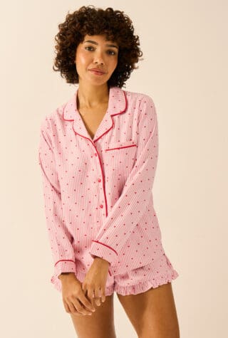stripe & stare be mine heart pyjamas